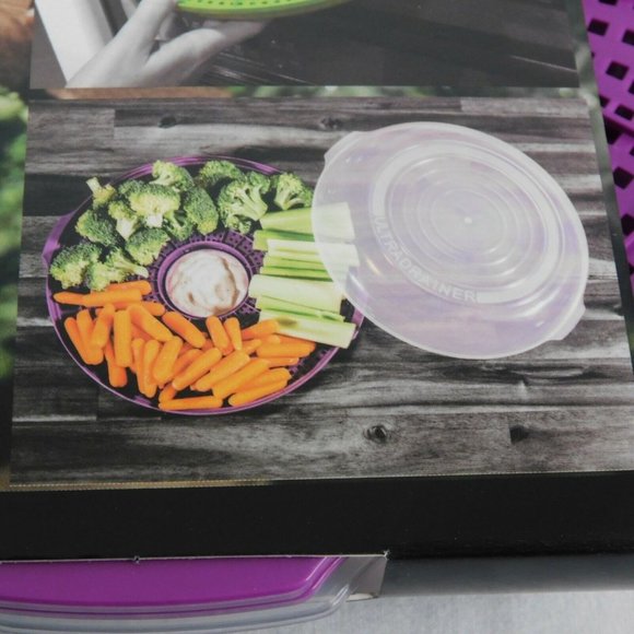 UltraDrainer Strainer Multi-Use Kitchen Tool Marinate Steam Cook Defrost Purple - Picture 5 of 12